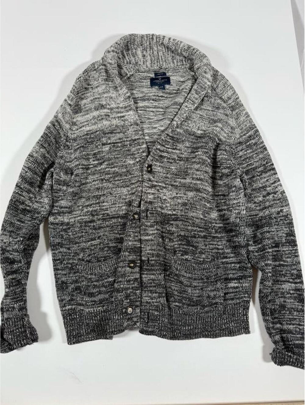 American Eagle Men's Gray Shawl Collar Cardigan Sweater L